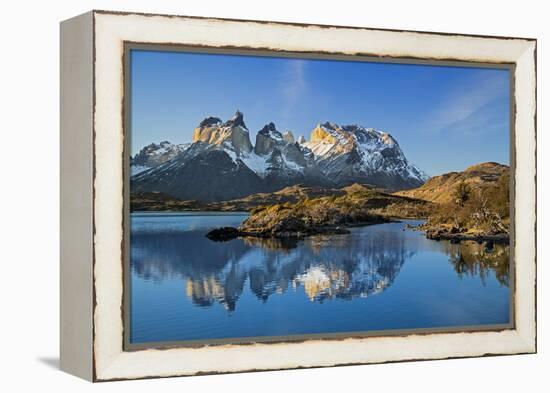 Chile, Torres Del Paine, Magallanes Province, Torres Del Paine National Park and Paine Massif-Nigel Pavitt-Framed Premier Image Canvas