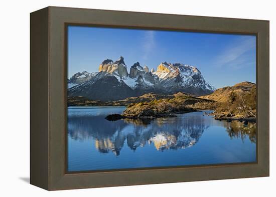 Chile, Torres Del Paine, Magallanes Province, Torres Del Paine National Park and Paine Massif-Nigel Pavitt-Framed Premier Image Canvas