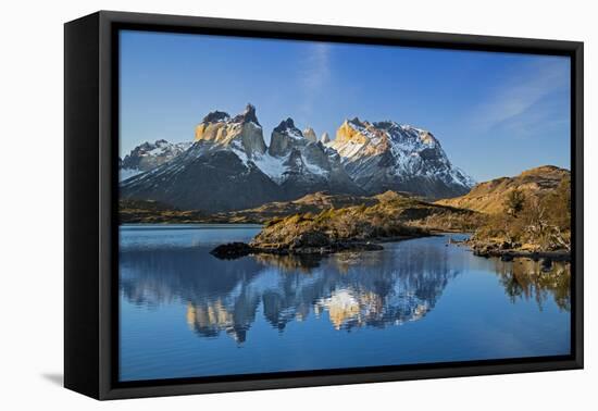 Chile, Torres Del Paine, Magallanes Province, Torres Del Paine National Park and Paine Massif-Nigel Pavitt-Framed Premier Image Canvas