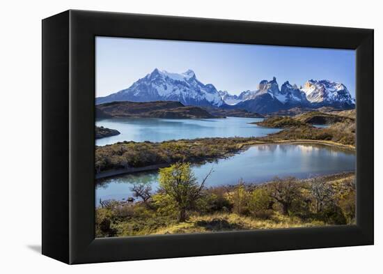 Chile, Torres Del Paine, Magallanes Province, Torres Del Paine National Park and Paine Massif-Nigel Pavitt-Framed Premier Image Canvas