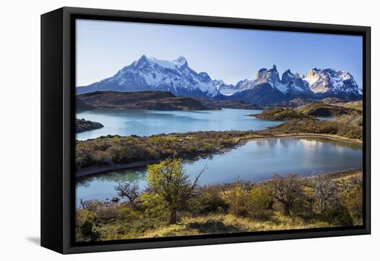 Chile, Torres Del Paine, Magallanes Province, Torres Del Paine National Park and Paine Massif-Nigel Pavitt-Framed Premier Image Canvas