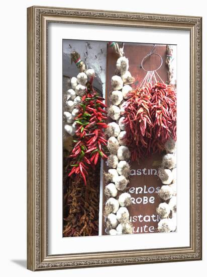 Chili Peppers and Garlic for Sale Outside of a Shop, Amalfi, Amalfi Coast, Campania, Italy-Natalie Tepper-Framed Photo