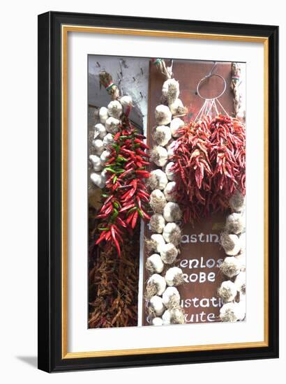 Chili Peppers and Garlic for Sale Outside of a Shop, Amalfi, Amalfi Coast, Campania, Italy-Natalie Tepper-Framed Photo