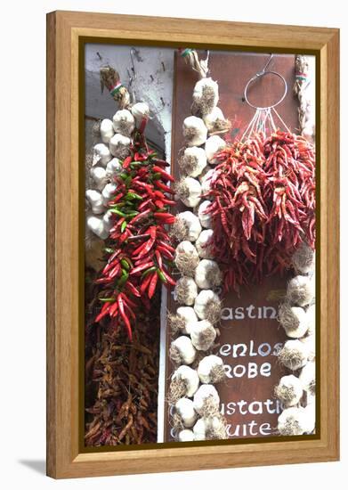 Chili Peppers and Garlic for Sale Outside of a Shop, Amalfi, Amalfi Coast, Campania, Italy-Natalie Tepper-Framed Stretched Canvas