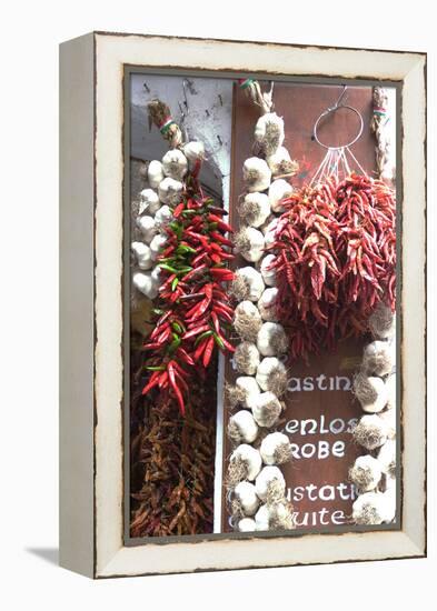 Chili Peppers and Garlic for Sale Outside of a Shop, Amalfi, Amalfi Coast, Campania, Italy-Natalie Tepper-Framed Stretched Canvas