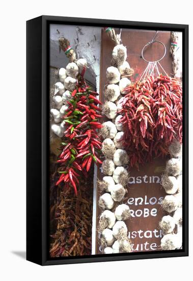 Chili Peppers and Garlic for Sale Outside of a Shop, Amalfi, Amalfi Coast, Campania, Italy-Natalie Tepper-Framed Stretched Canvas