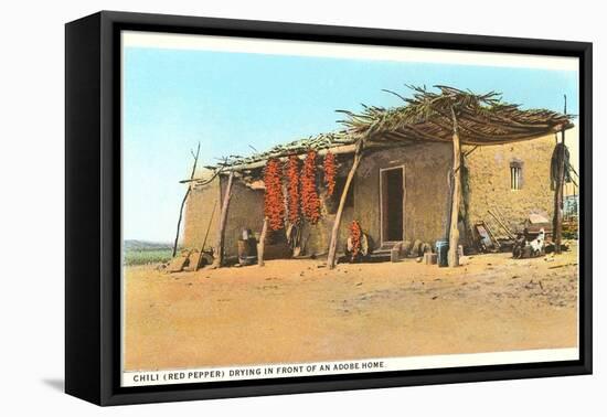 Chili Ristras Drying by Adobe House-null-Framed Stretched Canvas