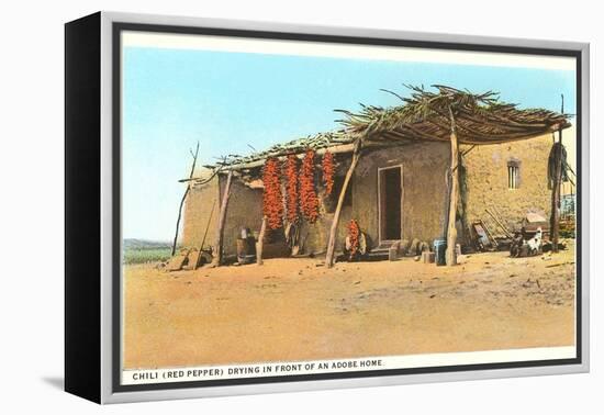 Chili Ristras Drying by Adobe House-null-Framed Stretched Canvas