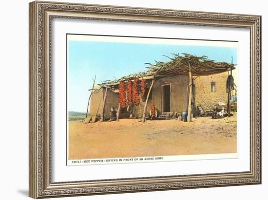 Chili Ristras Drying by Adobe House--Framed Art Print