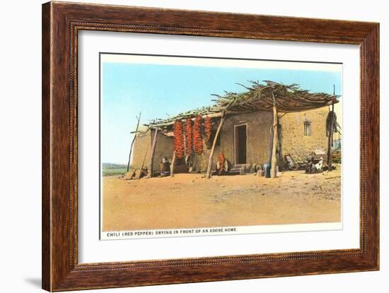 Chili Ristras Drying by Adobe House-null-Framed Art Print