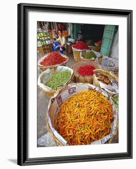 Chilies and Other Vegetables, Chinatown Market, Bangkok, Thailand, Asia-Robert Francis-Framed Photographic Print