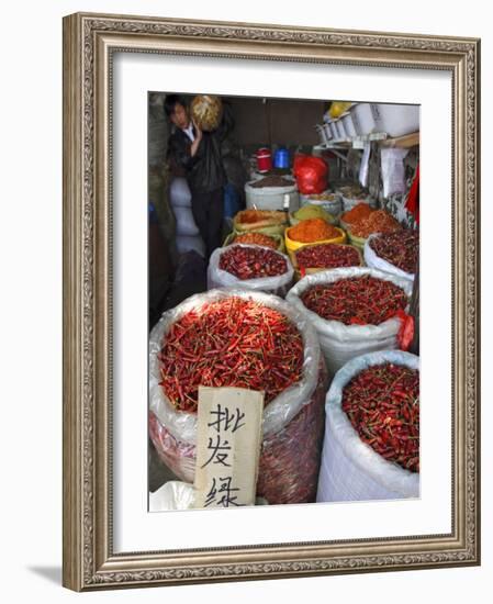 Chilli Peppers and Spices on Sale in Wuhan, Hubei Province, China-Andrew Mcconnell-Framed Photographic Print