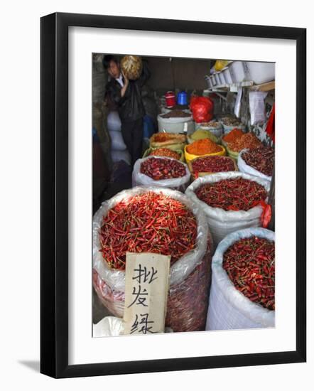 Chilli Peppers and Spices on Sale in Wuhan, Hubei Province, China-Andrew Mcconnell-Framed Photographic Print