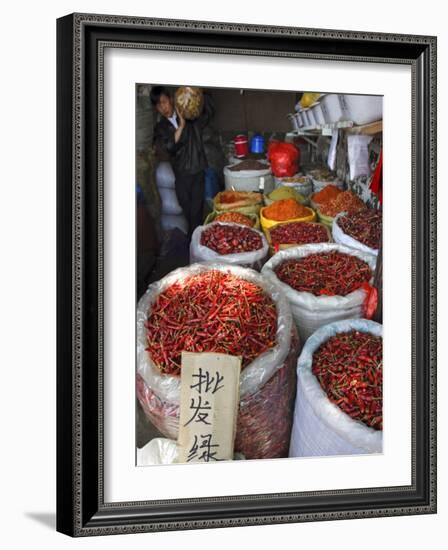 Chilli Peppers and Spices on Sale in Wuhan, Hubei Province, China-Andrew Mcconnell-Framed Photographic Print