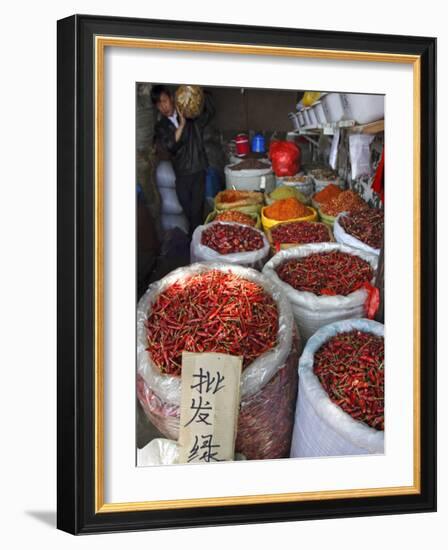 Chilli Peppers and Spices on Sale in Wuhan, Hubei Province, China-Andrew Mcconnell-Framed Photographic Print