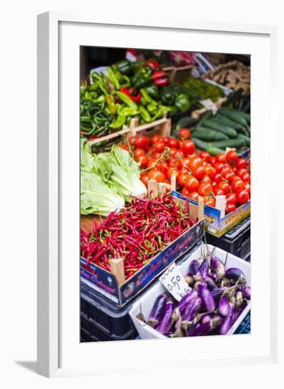 Chillies and Tomatoes for Sale at Capo Market-Matthew Williams-Ellis-Framed Photographic Print