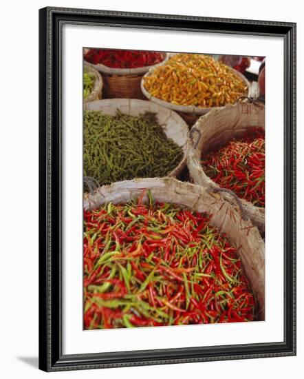 Chillies for Sale, Street Market, Bangkok, Thailand-John Miller-Framed Photographic Print