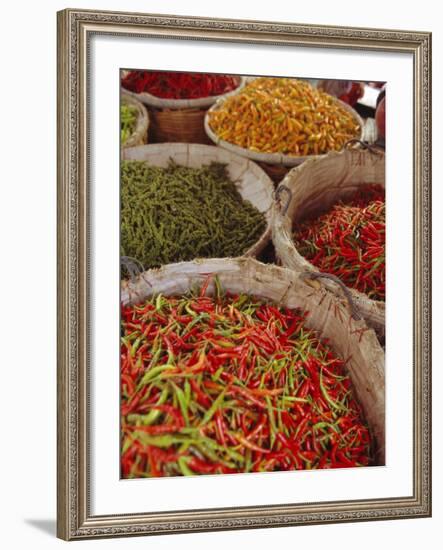 Chillies for Sale, Street Market, Bangkok, Thailand-John Miller-Framed Photographic Print