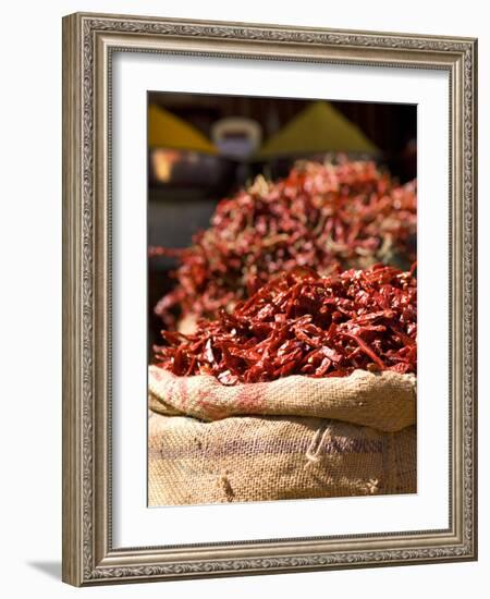 Chillies on Market Stall, Udaipur, Rajasthan, India, Asia-Ben Pipe-Framed Photographic Print