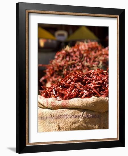 Chillies on Market Stall, Udaipur, Rajasthan, India, Asia-Ben Pipe-Framed Photographic Print