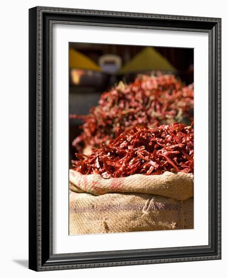 Chillies on Market Stall, Udaipur, Rajasthan, India, Asia-Ben Pipe-Framed Photographic Print