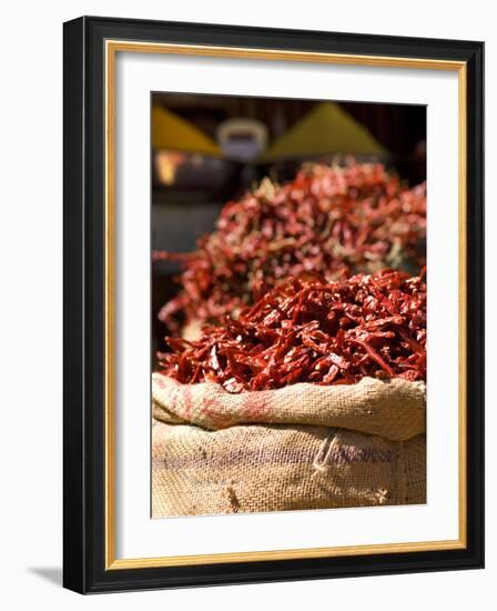 Chillies on Market Stall, Udaipur, Rajasthan, India, Asia-Ben Pipe-Framed Photographic Print