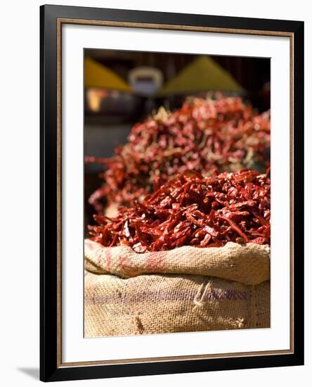 Chillies on Market Stall, Udaipur, Rajasthan, India, Asia-Ben Pipe-Framed Photographic Print