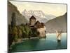 Chillon Castle, and Dent Du Midi, Geneva Lake, Switzerland, C.1890-C.1900-null-Mounted Giclee Print