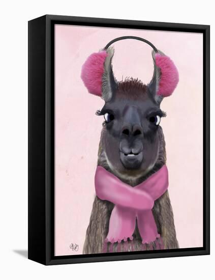 Chilly Llama Pink-Fab Funky-Framed Stretched Canvas
