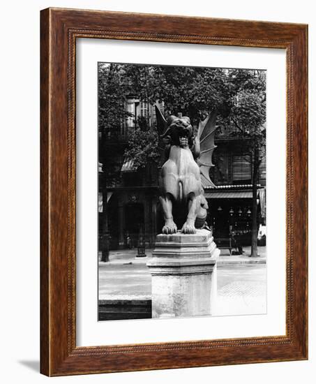 Chimaera from the St. Michel Fountain, Paris, C.1860-Adolphe Giraudon-Framed Photographic Print