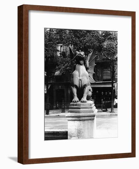 Chimaera from the St. Michel Fountain, Paris, C.1860-Adolphe Giraudon-Framed Photographic Print