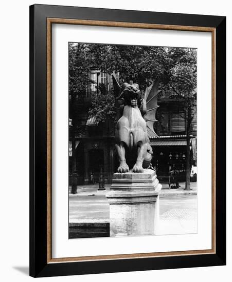 Chimaera from the St. Michel Fountain, Paris, C.1860-Adolphe Giraudon-Framed Photographic Print