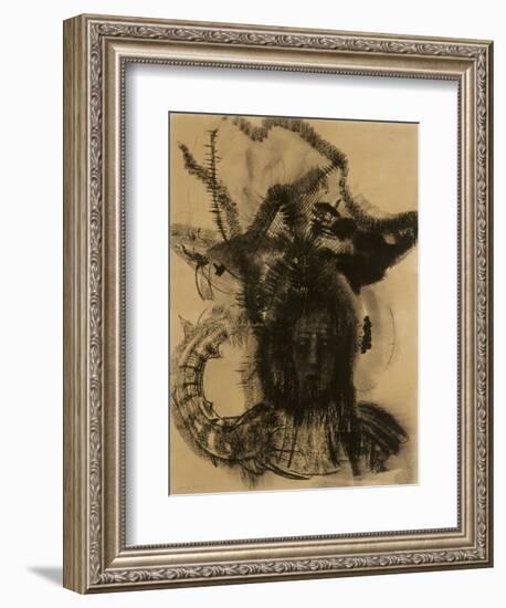 Chimère : une tête aux yeux clos, d'où partent d'étranges arabesques-Odilon Redon-Framed Giclee Print