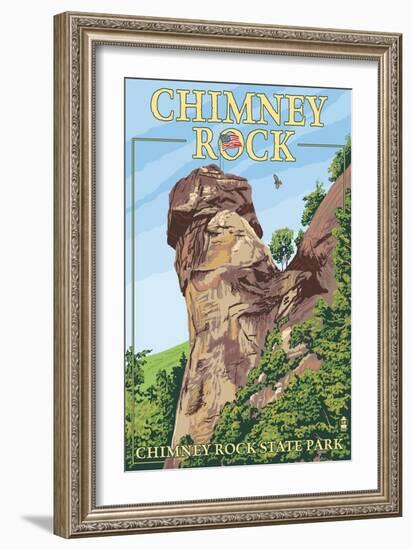 Chimney Rock State Park, North Carolina-Lantern Press-Framed Art Print