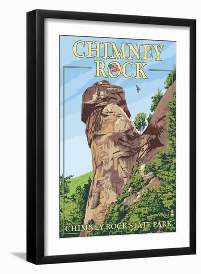 Chimney Rock State Park, North Carolina-Lantern Press-Framed Art Print