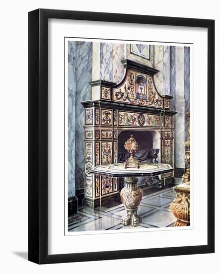 Chimneypiece and Table in Coloured Florentine Mosaic, 1910-Edwin Foley-Framed Giclee Print