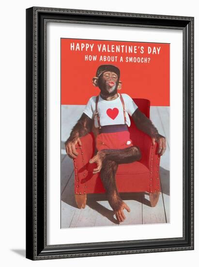 Chimp, How About a Smooch?-null-Framed Art Print