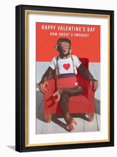 Chimp, How About a Smooch?-null-Framed Art Print