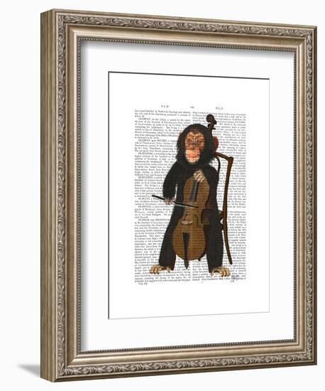 Chimp Playing Cello-Fab Funky-Framed Art Print