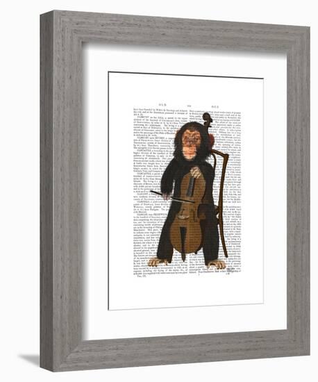 Chimp Playing Cello-Fab Funky-Framed Art Print