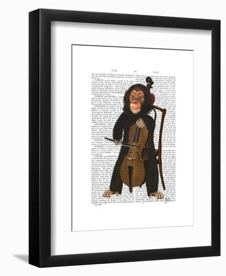 Chimp Playing Cello-Fab Funky-Framed Art Print