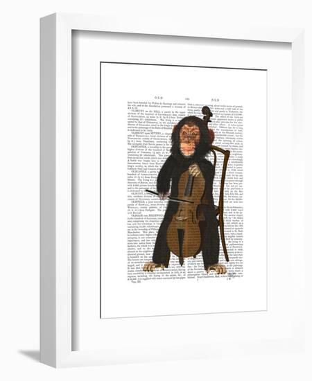 Chimp Playing Cello-Fab Funky-Framed Art Print