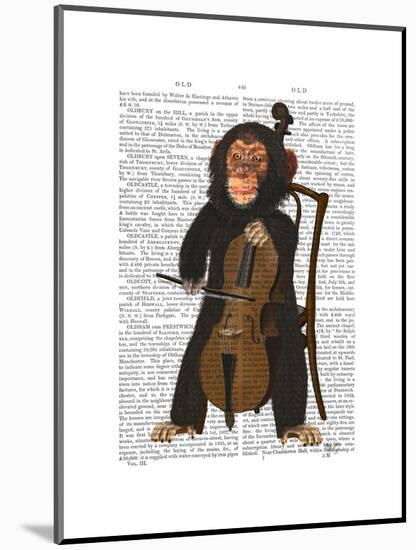 Chimp Playing Cello-Fab Funky-Mounted Art Print