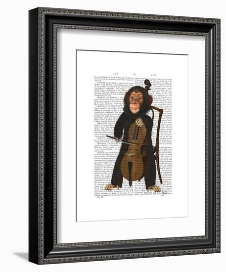 Chimp Playing Cello-Fab Funky-Framed Art Print