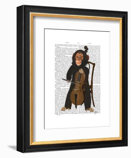 Chimp Playing Cello-Fab Funky-Framed Art Print