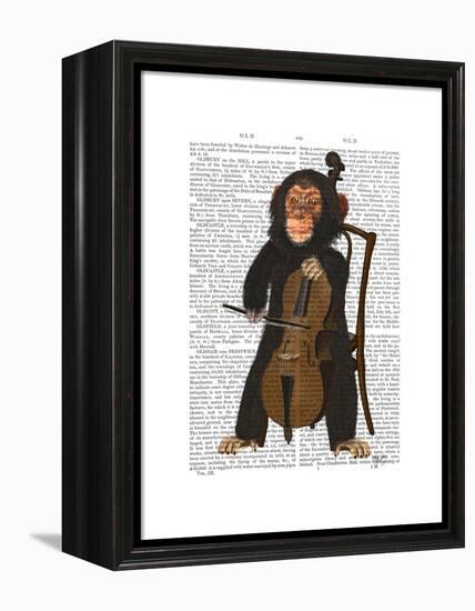 Chimp Playing Cello-Fab Funky-Framed Stretched Canvas