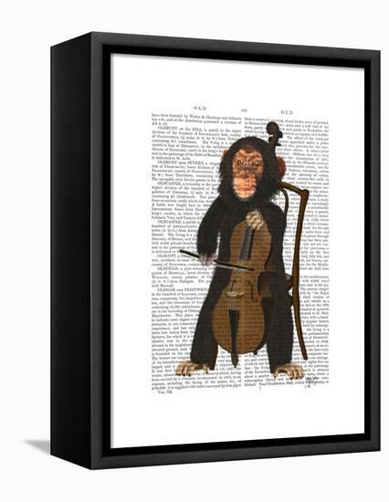 Chimp Playing Cello-Fab Funky-Framed Stretched Canvas