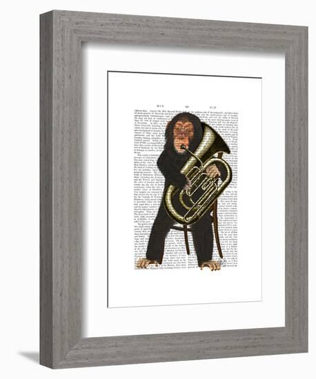 Chimp Playing Tuba-Fab Funky-Framed Art Print