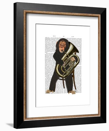 Chimp Playing Tuba-Fab Funky-Framed Art Print