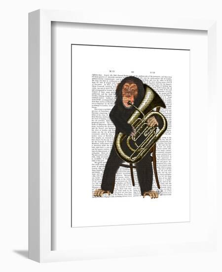 Chimp Playing Tuba-Fab Funky-Framed Art Print